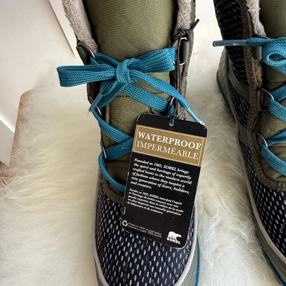 NEW Sorel Tivoli II Green Teal Waterproof Winter Lace Up Boots Women Size 7.5 - Picture 4 of 11